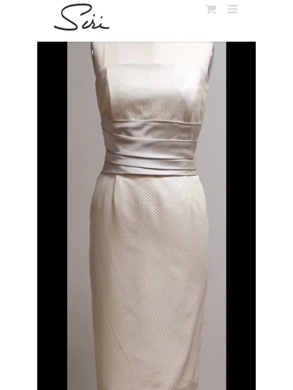 Siri Obi Elite 5884 Ivory Silk Dress Metallic Dot Boned Size 12 USA